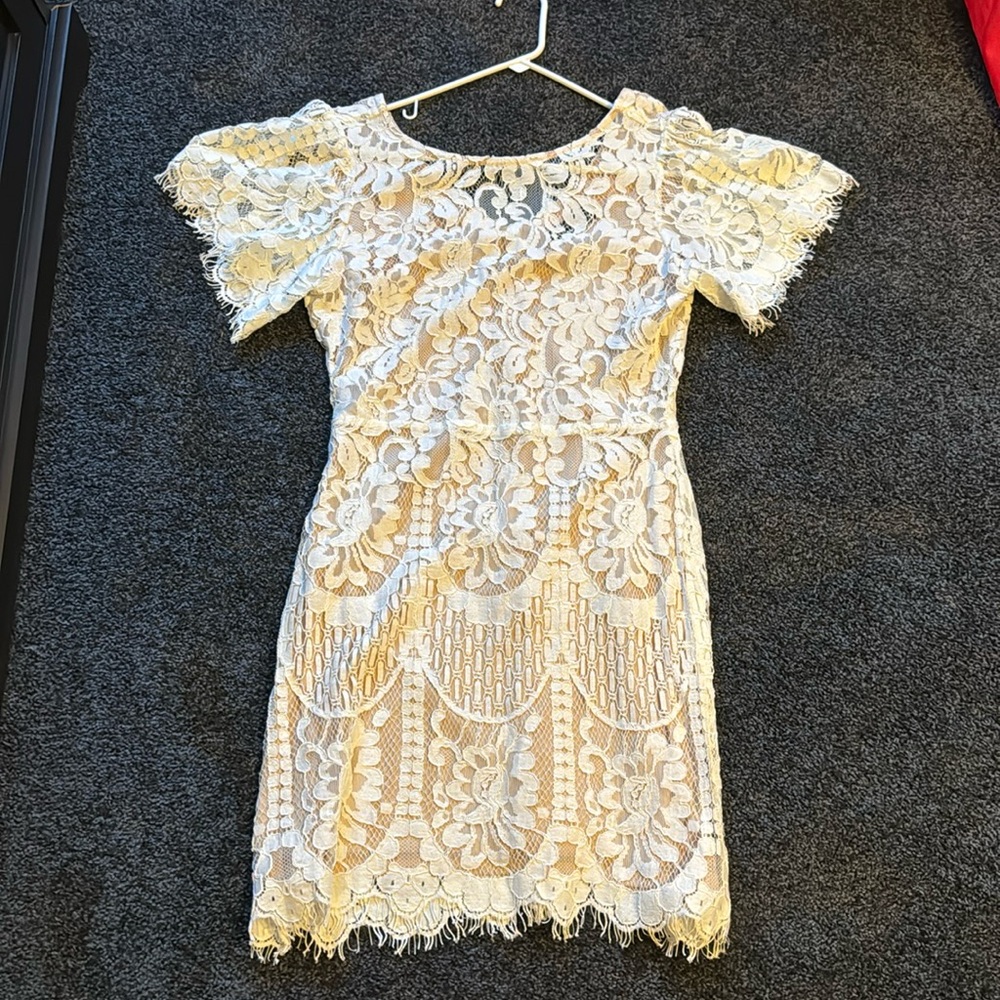 Lulus white/nude lace dress